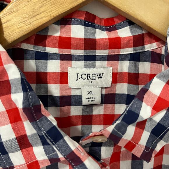 J. Crew Red White & Blue Plaid Button Up Tank Size XL - Picture 2 of 6